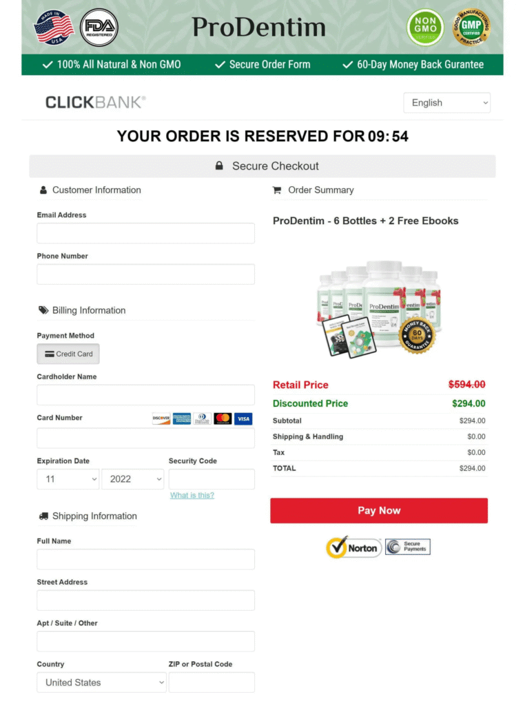 Prodentim secure checkout page